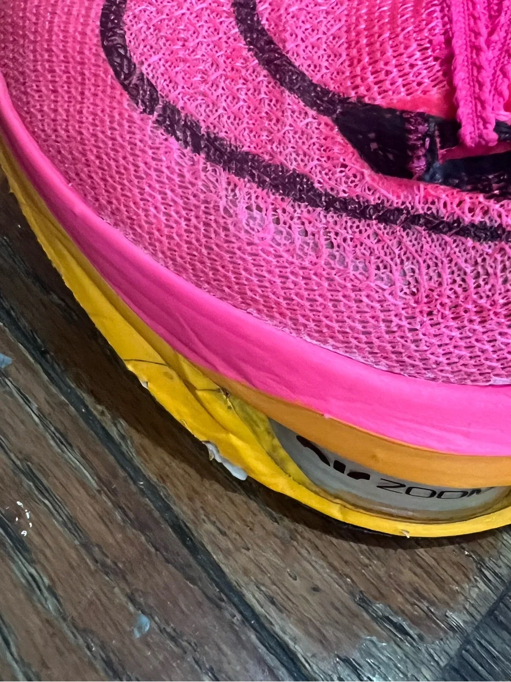 Nike Women's Hot Pink and Yellow ZoomX Running Shoes with Black Swoosh size w 9